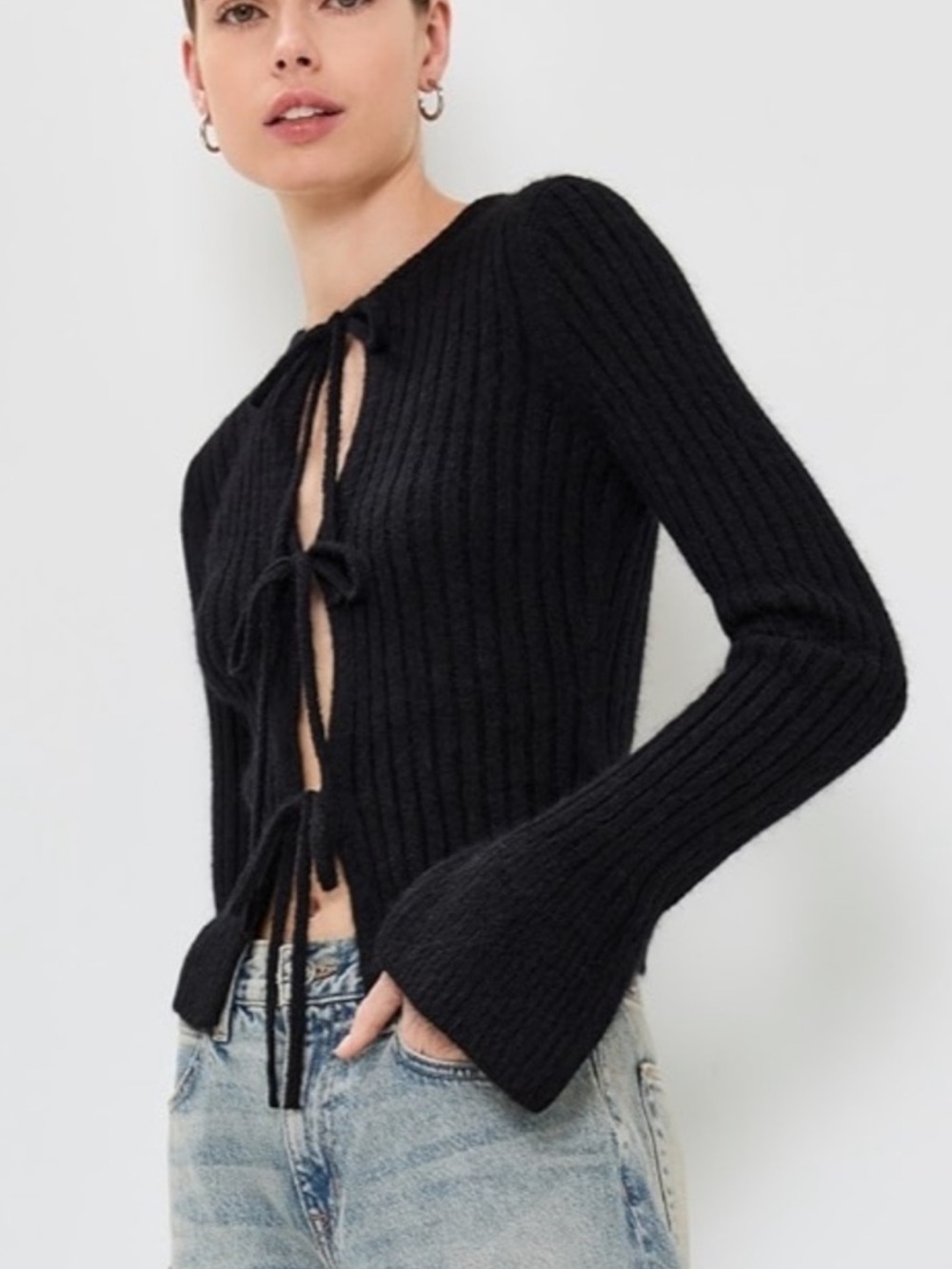 Reformation Rebecca Cashmere Alpaca Tie Front Cardigan - Picture 3 of 8
